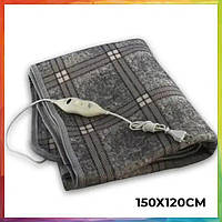 Тепла електропростирадло з підігрівом Electric Blanket 150х120 см (клітинна, Сіра)