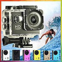Екшн камера A7 FullHD + аквабокс + Реєстратор Повний комплект + зміцнення шолом