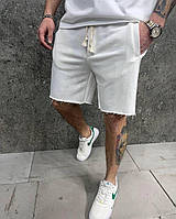 Стильные мужские шорты белые летние спортивные, молодежные повседневные трикотажные шорты