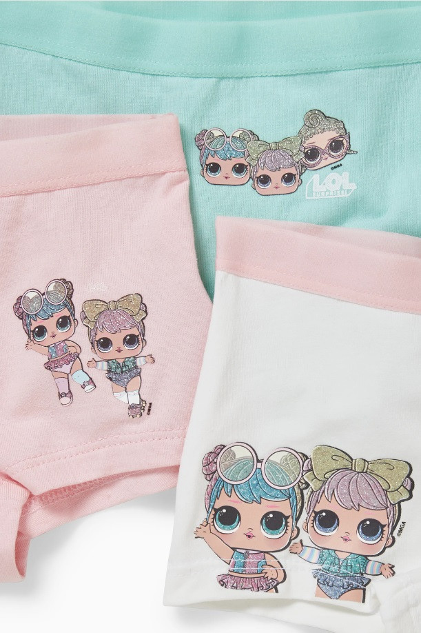 Комплект трусики-шортики з 3 штук, зріст 134-140 (9-10 років), колір рожевий, м'ятний, білий