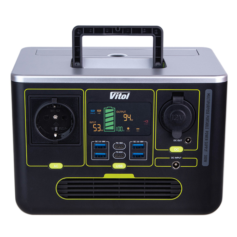 Портативне джерело живлення 220В/300Вт/Li-ion  281ВТ/Ч, чистий синус Vitol S633