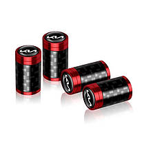 Ковпачки на ніпель для Кіа Premium Carbon Red Kia NEW logo, 4 шт., фото 4
