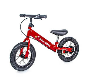 Біговел Scale Sports з надувними колесами 12 дюймів і ручним гальмом червоний, фото 2
