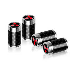 Ковпачки на ніпель для Міцубісі Carbon Style Silver Mitsubishi, 4 шт.