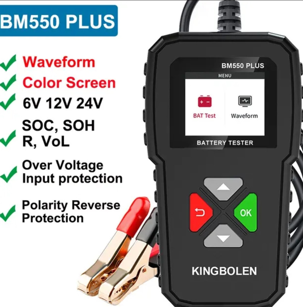 Акумуляторний тестер Kingbolen BM550 plus (6V/12V/24V, SOC, SOH) <unk>