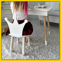 Красивый детский столик дошкольный с ящиком и стульчиком, набор деревянной мебели для ребенка и его творчества