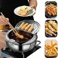 Фритюрница Fryer Pot 2,2л маленькая фритюрница из нержавеющей стали, жаровня с термометром