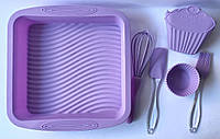 Набор силиконовых приборов и форм для выпички А-Плюс 1951-purple фиолетовый
