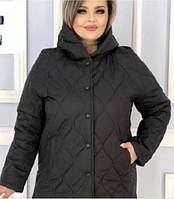Весенняя демисезонная короткая куртка стеганная больших размеров черная 48,50,52,54,56,58