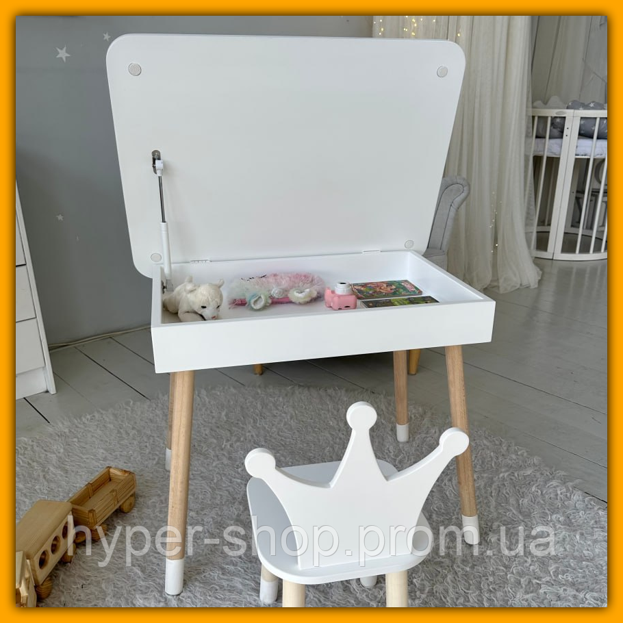 Столик дитячий дошкільний для творчості з нішею, комплект дитячих меблів для творчості розвитку та навчання, фото 1
