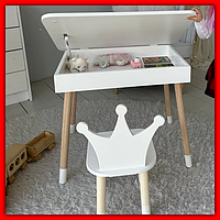 Дерев'яний універсальний столик пенал зі стільчиком, дитячий набір меблів стіл стілець для малюка та його розвитку