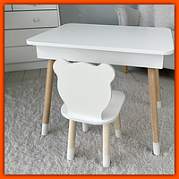 Деревянный универсальный столик пенал со стульчиком, детский набор мебели стол стул для малыша и его развития Вариант 3