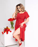 Красивое летнее легкое платье большого размера 48-52, 54-58, 60-64 красное