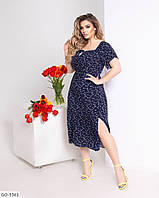 Красивое летнее легкое платье большого размера 48-52, 54-58, 60-64 синее