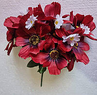 Искусственный цветок Космея -5 веточек.10 голов.-диам-9см.5 голов ром.высота букета 26 см (К-30-15) 30 шт/уп