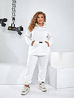 Женский теплый спортивный термо костюм на флисе больших размеров 46-48, 50-52, 54-56, 58-60, 62-64 белый