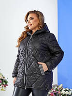 Женская демисезонная куртка осенняя больших размеров 52-54,56-58 60-62,64-66 черная