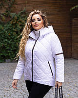 Батальная демисезонная куртка стеганная больших размеров белая 52, 54-56, 58-60, 62-64, 66-68
