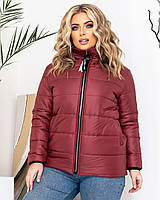 Женская куртка на синтепоне осень-зима больших размеров 48-50; 52-54; 56-58 бордовая