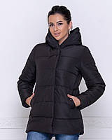 Женская теплая зимняя куртка -пуховик с капюшоном Размеры 42, 44,46,48, 50 черная