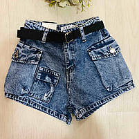 Шорти джинсові для дівчат оптом, S&D, 6-16 років, № MK-6134, фото 4