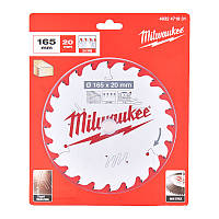 Диск пильный PFTE THIN KERF MILWAUKEE, ?165х20х1,6мм, 24 зуб.