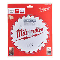 Диск пильный PFTE THIN KERF MILWAUKEE, ?190х30х1,6мм, 16 зуб.