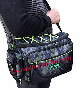 Сумка Спінінгіста Eclipse 48х26х27 см Чорний-Камуфляж з тримачем для спінінга