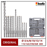 Набор буров KWB в кейсе Диаметр 5 - 14 мм Длина 110 - 260 мм Хвостовик SDS-Plus 12 шт