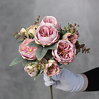Искусственный букет английских роз, лилового цвета, 35 см. Цветы премиум-класса для интерьера, декора