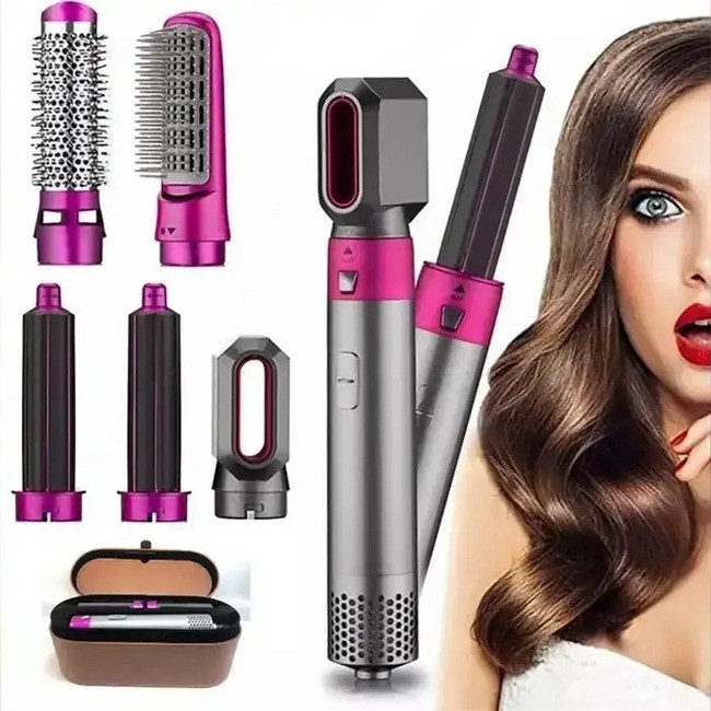 Фен щітка стайлер для волосся 5в1 в кейсі Hair Brush 9234 Pink, фото 1