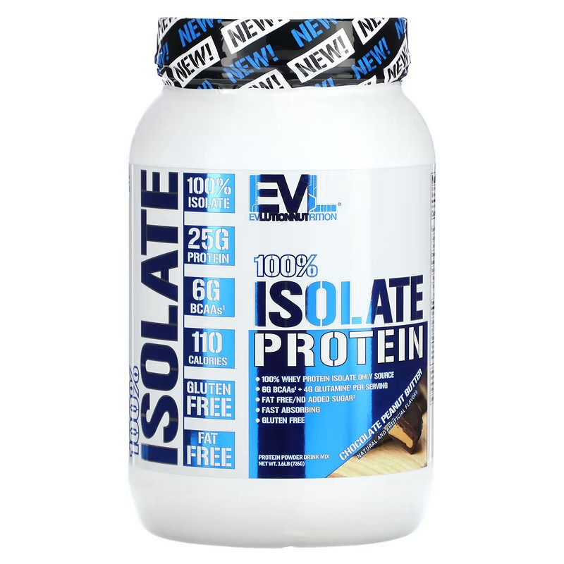 Сироватковий ізолят Evlution Nutrition 100% Isolate Protein 726 г (23 порц.) (Шоколадна арахісова паста)