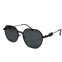 Солнцезащитные очки унисекс в черной металлической оправе и черной линзой