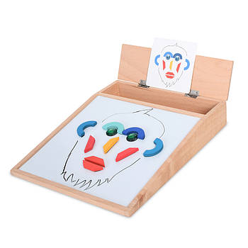 Дитячий розвиваючий центр-іграшка MD 2857 Дерев'яна дошка для малювання з магнітними фігурками