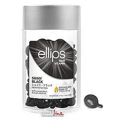 Вітамінні капсули для волосся Ellips Hair Vitamin Shiny Black Нічне сяйво з маслом кемелі та алое віра, 1 мл