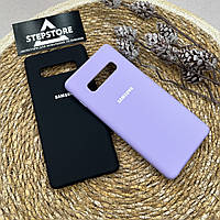 Чехол Silicone Case для Samsung S10 Plus (G975) с микрофиброй закрытый низ противоударный силиконовый Люкс