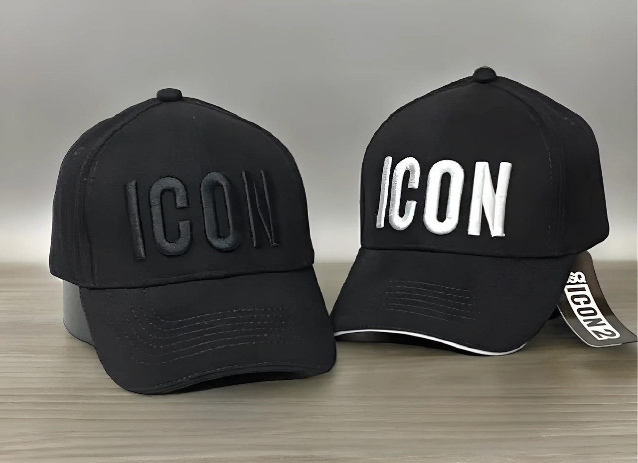 Кепка чоловіча весна/літо міська Icon | Бейсболка чорна щільна із фірмовою чорною вишивкою Ікона, фото 1