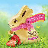 Великодній заєць Lindt Gold Bunny з білим шоколадом і полуницею, 100г, фото 3