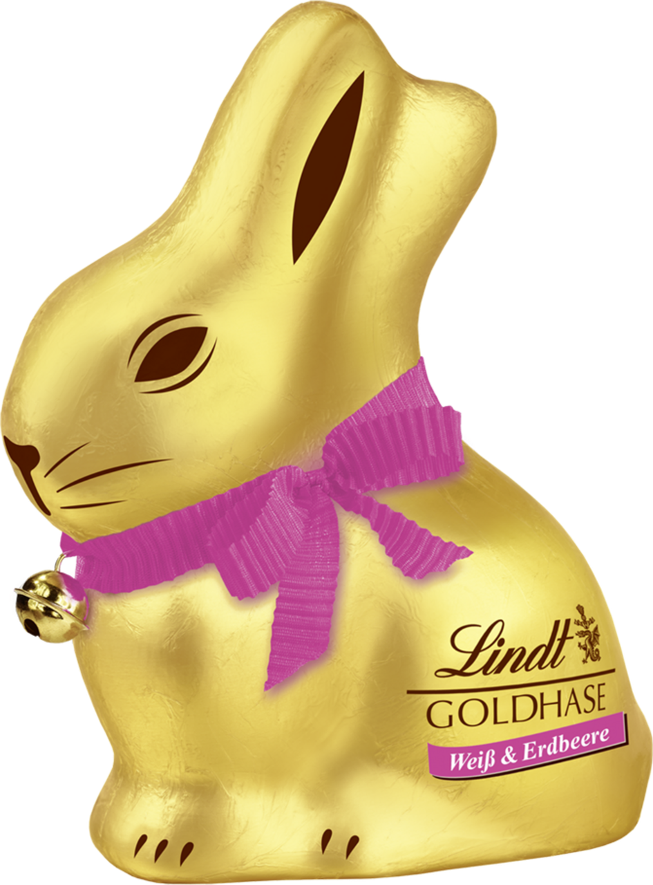 Великодній заєць Lindt Gold Bunny з білим шоколадом і полуницею, 100г