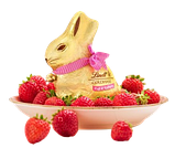 Великодній заєць Lindt Gold Bunny з білим шоколадом і полуницею, 100г, фото 3