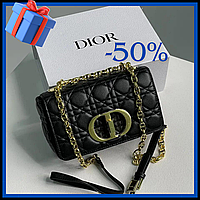 Стильная сумка Christian Dior Small Dior Caro Bag Black Мини сумочка Небольшая маленькая через плечо