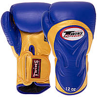Перчатки боксерские кожаные TWINS BGVL6 размер 10 унции цвет золотой-синий at
