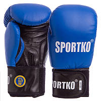 Перчатки боксерские кожаные профессиональные с печатью ФБУ SPORTKO ПК1 SP-4705 размер 12 унции цвет синий at