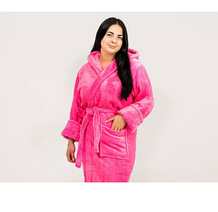 Жіночий махровий короткий рожевий халат, теплий домашній халат S (є розміри)