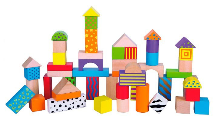 Дерев'яні кубики Viga Toys 59695 Візерункові блоки Ігровий набір 50 шт 3 см