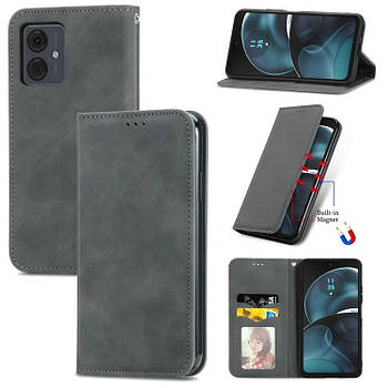 Чохол-книжка Skin Feel Leather Wallet для Motorola G14 Grey