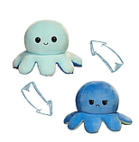 М'яка іграшка восьминіг-перевертень веселий/грустний двостороння LUO блакитний 04302, фото 3