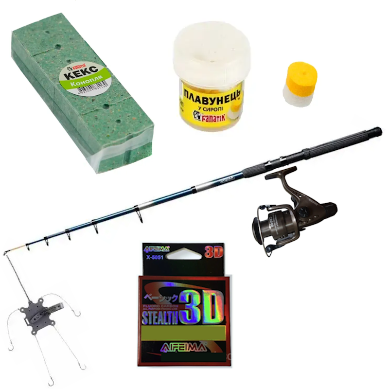 Набор на карася (Спининг + Катушка + Леска + Оснастка + Насадка ...
