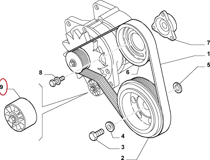 Ролик генератора на Fiat Ducato 230, Peugeot Boxer, Citroen Jumper (1994-2002) 2.5/2.8, 500344132, 6453KH, Caffaro, Польща