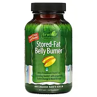 Жиросжигатель, Stored-Fat Belly Burner, Irwin Naturals, накопленного жира на животе, 60 гелевых капсул